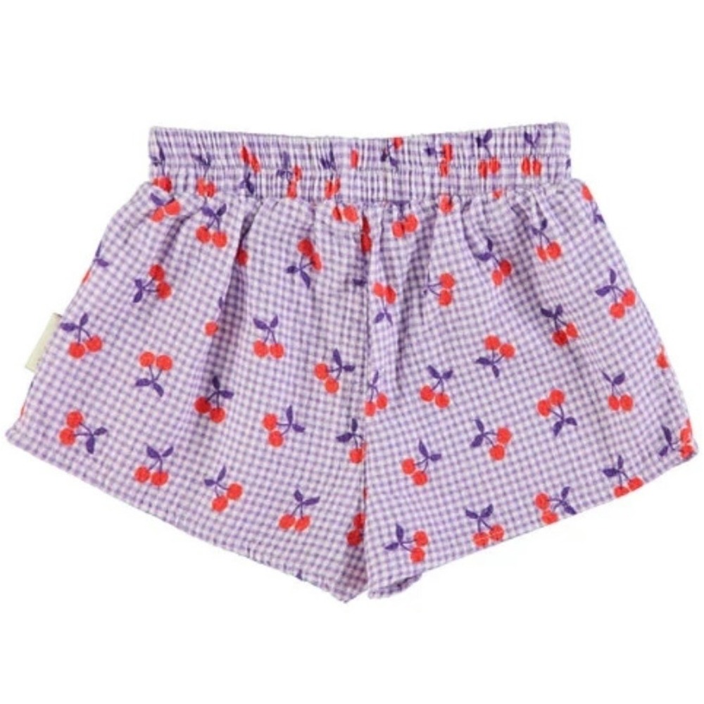 Piupiuchick Girls Purple Checkered Cherry Shorts 100% Cotton Size 10Y